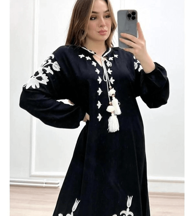 Black embroidered women's dress