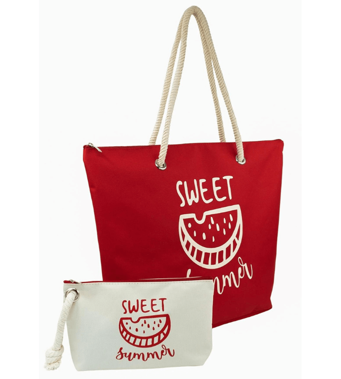 حقيبة شاطئ بسحاب مع حقيبة صغيرة