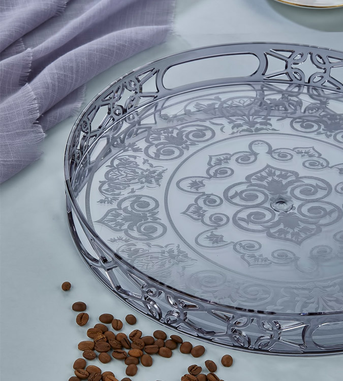 Anthracite round coffee serving tray