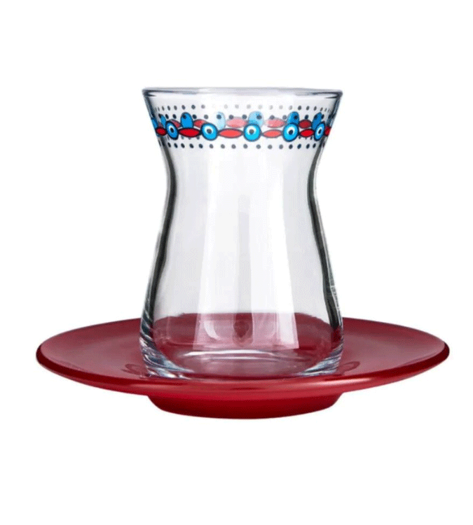 طقم كاسات شاي تركي من كاراجا ل 6 أشخاص ( 132 مل )