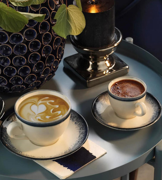 Tea and  Nescafe cups set - for 6 persons - Kütahya Porselen