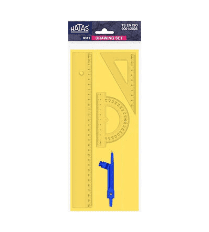 4 Pieces Geometric Rulers with Compass Sets