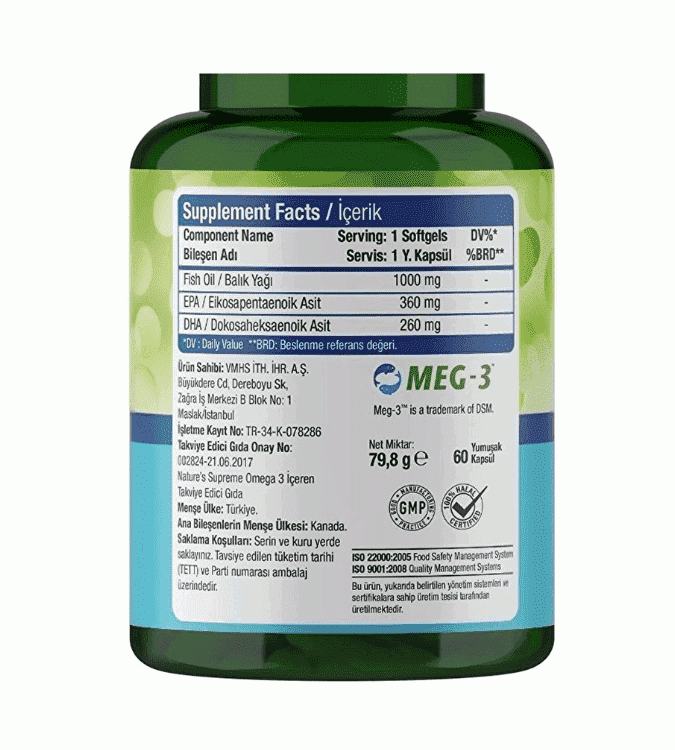 Nature's Supreme Omega 3 - 1000 Mg - 60 tablets