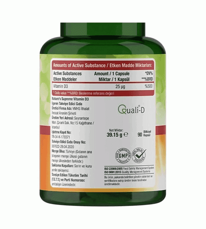 Nature's Supreme Vitamin D3 1000 IU 90 tablets