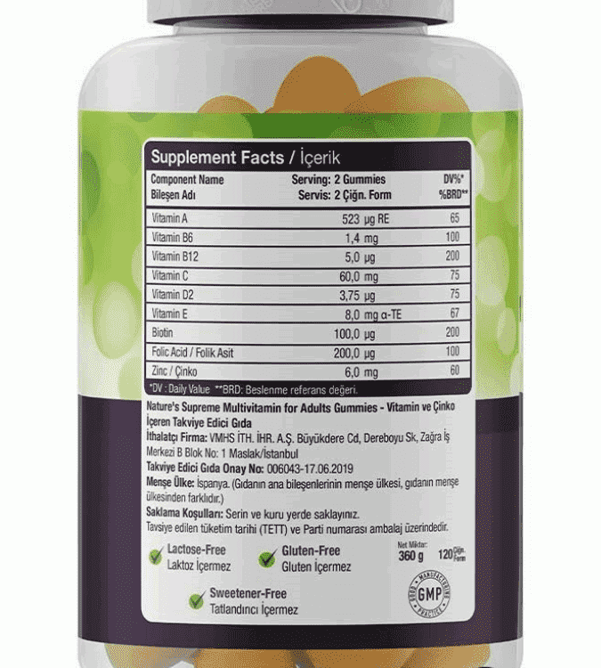 Nature's Supreme Adult Multivitamin Chewable - 120 Fruit Flavored Gummies