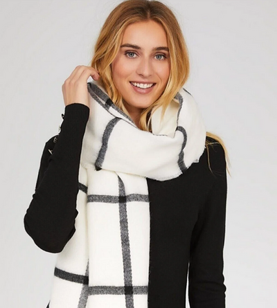 Black Striped White Scarf
