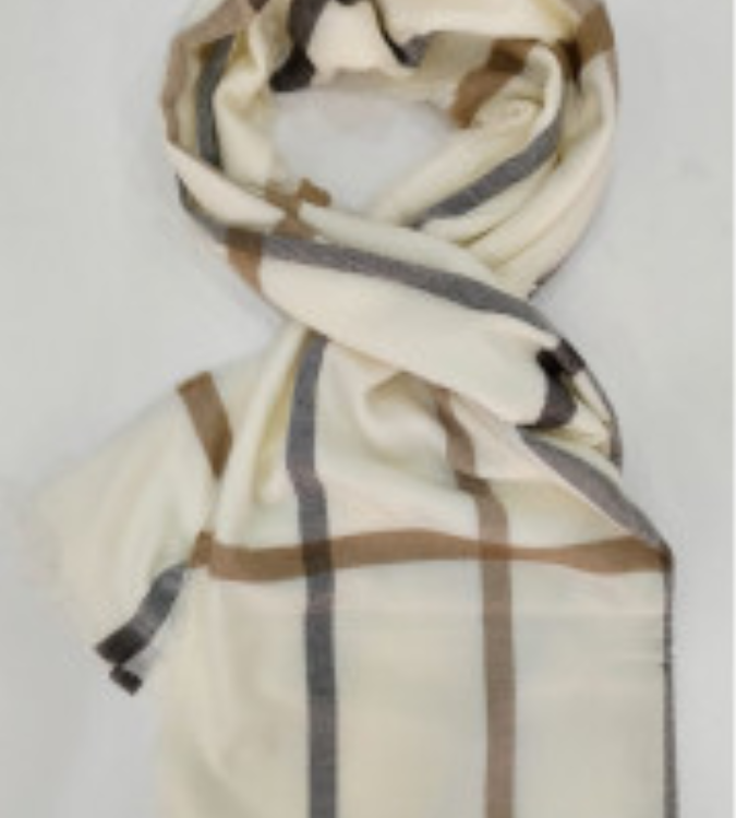 Women's Beige Plaid Scarf