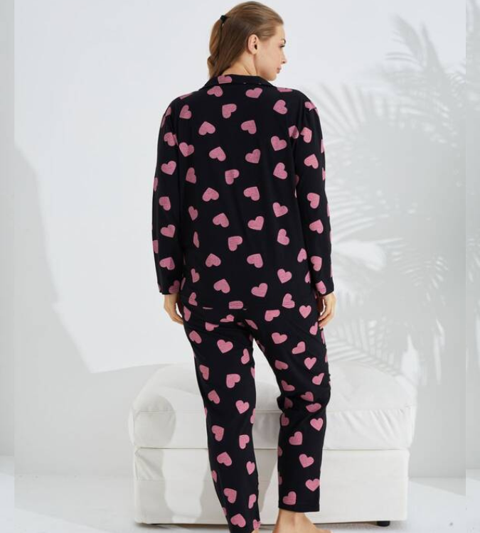 Oversized cotton pajamas with buttons