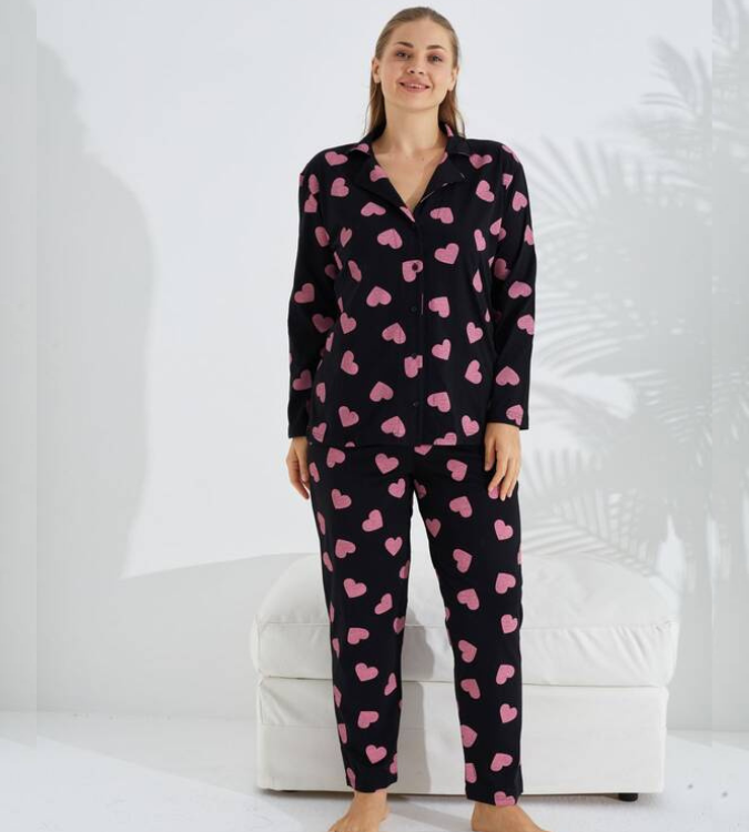 Oversize Cotton Pajamas with Buttons