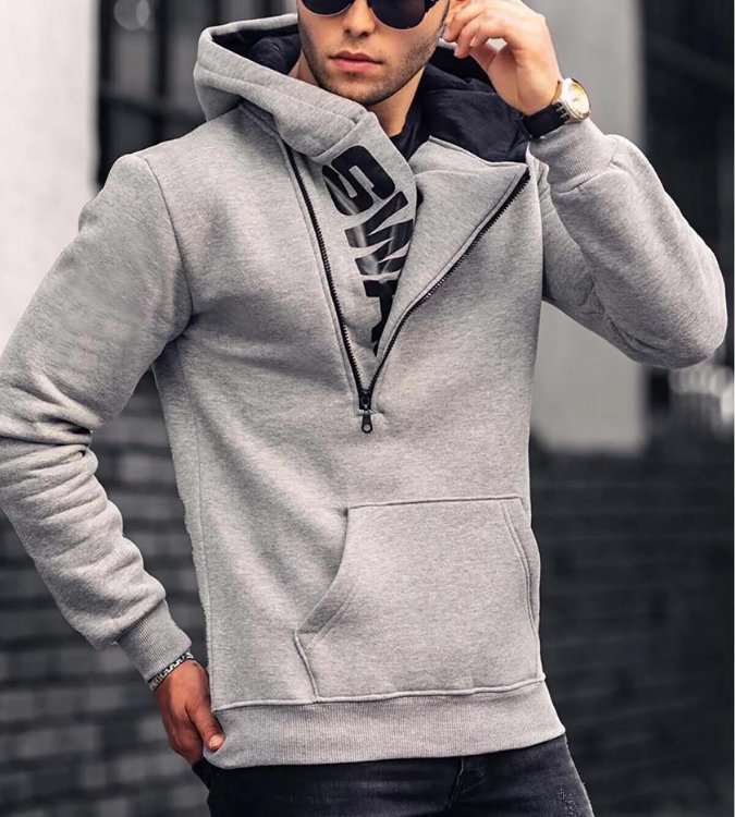 Men's grey cotton blouse - Madmext 