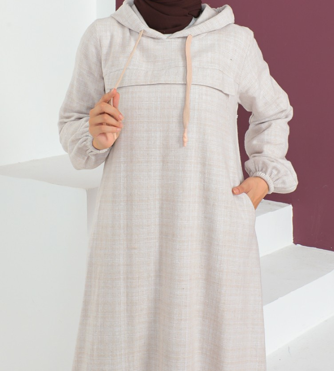 Beige Women's wool dress with hat