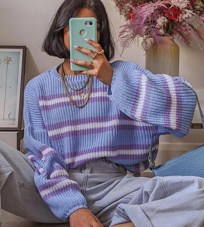 Women's oversized sweater in blue