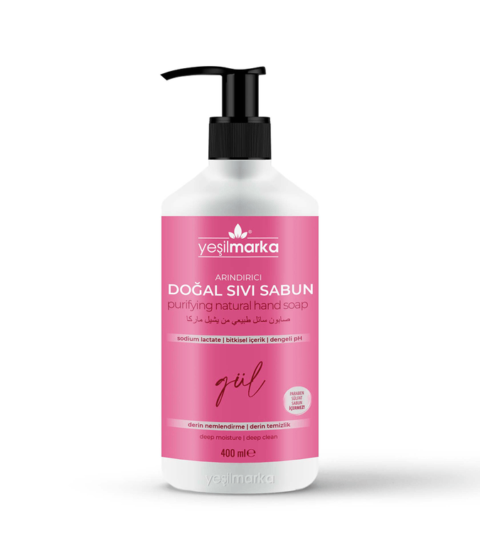 Natural purifying liquid soap with rose scent from YeşilMarka - 400 ml