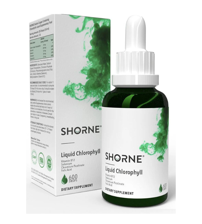 chlorophyll water, folic acid, chromium picolinate, selenium, vitamin B12 - Shorne