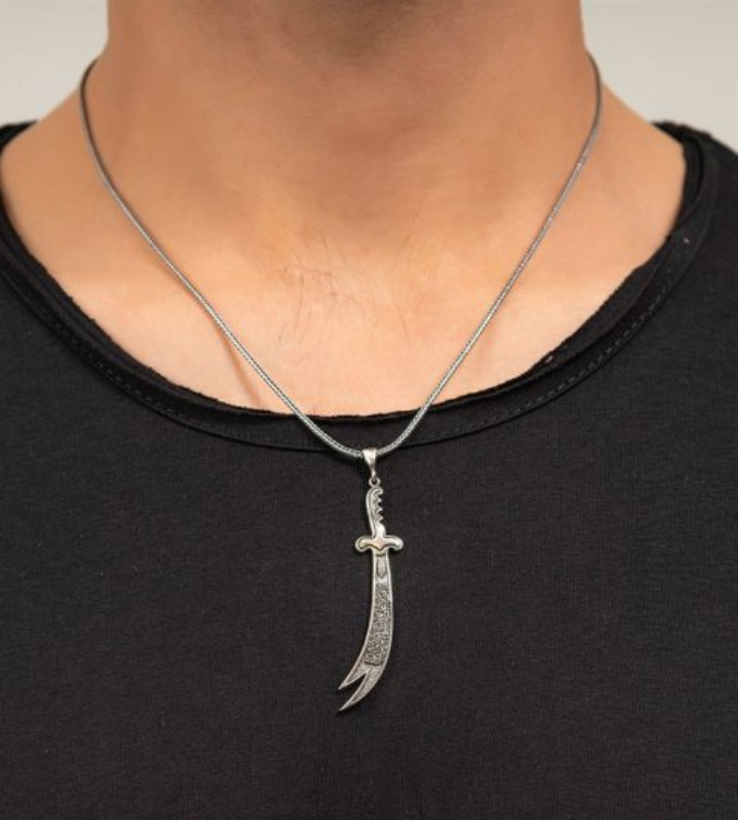 925 Silver Necklace Engraved with No boy but Ali No sword but Zulfiqar