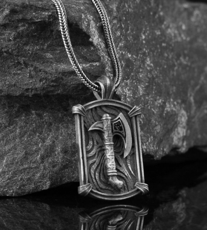 925 Sterling Silver Men's Necklace the Axe Shape