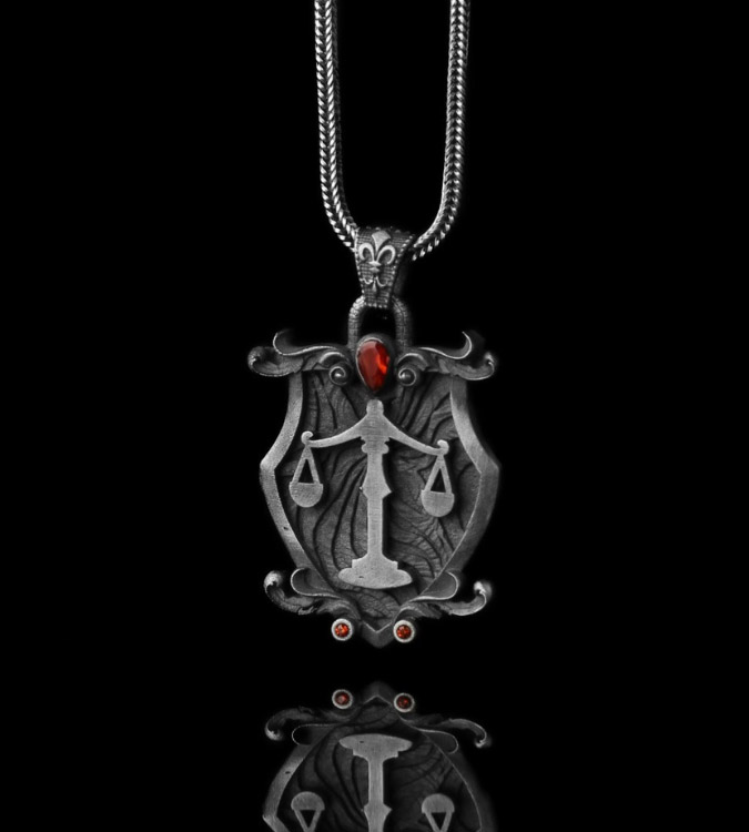 925 Silver Necklace for Men with the Scales of Justice Design