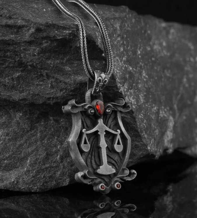 925 Silver Necklace for Men with the Scales of Justice Design