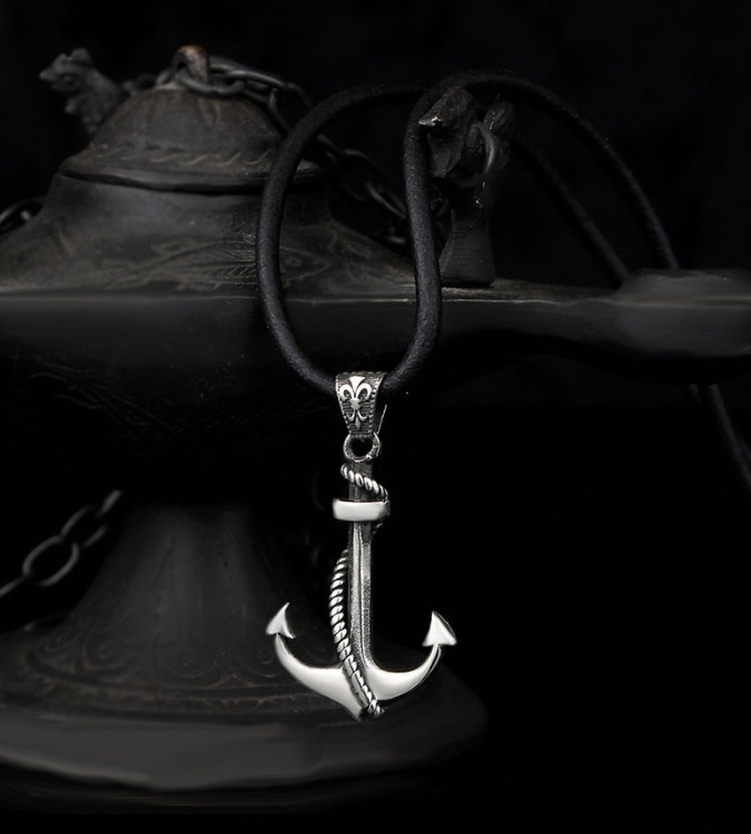 925 Silver Men's Necklace with an Anchor Design