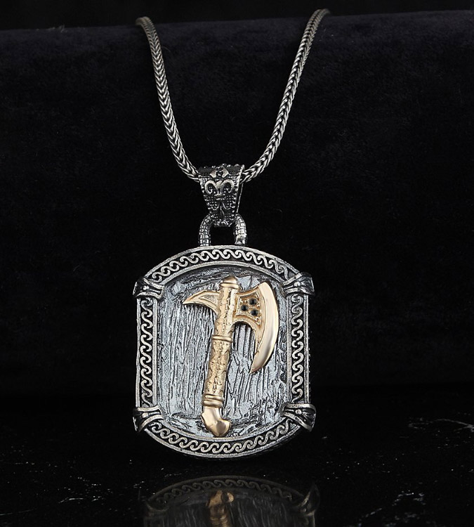 925 Silver Men's Necklace with Axe Design