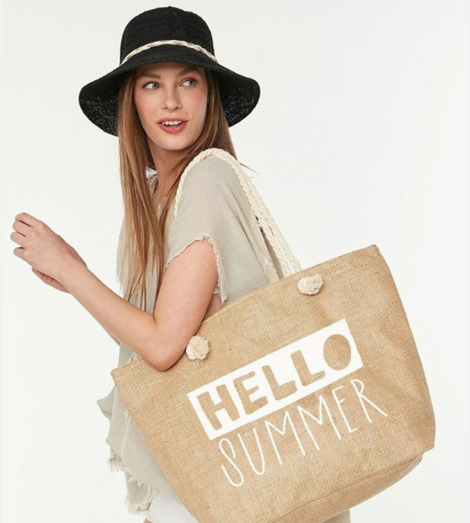 Beige beach bag