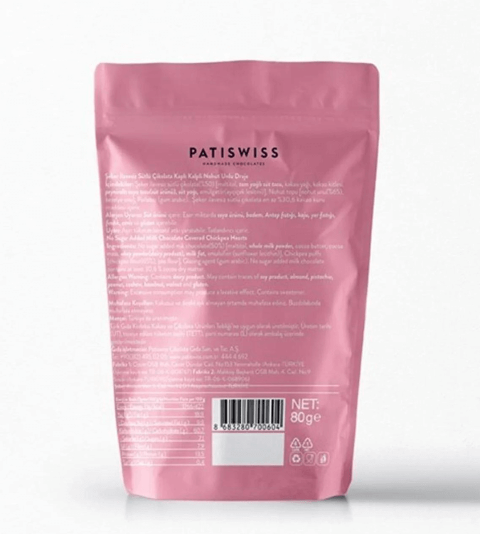 Chickpea flour dragee with chocolate - sugar free - 80gr