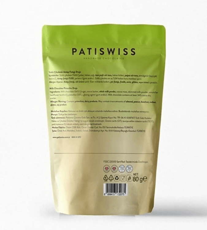 Pistachio Dragee with Chocolate from Patiswiss - 80gr