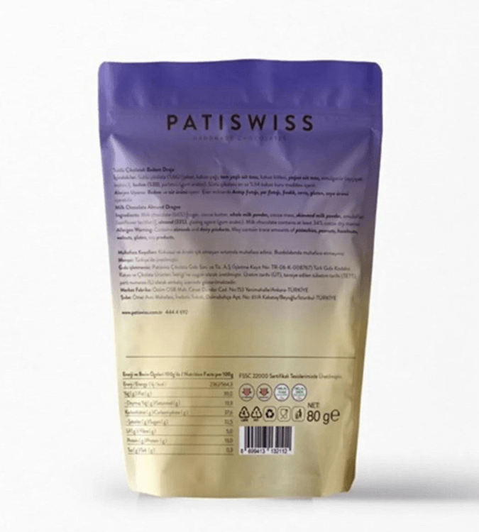 Almond Dragee with Chocolate from Patswiss - 80gr