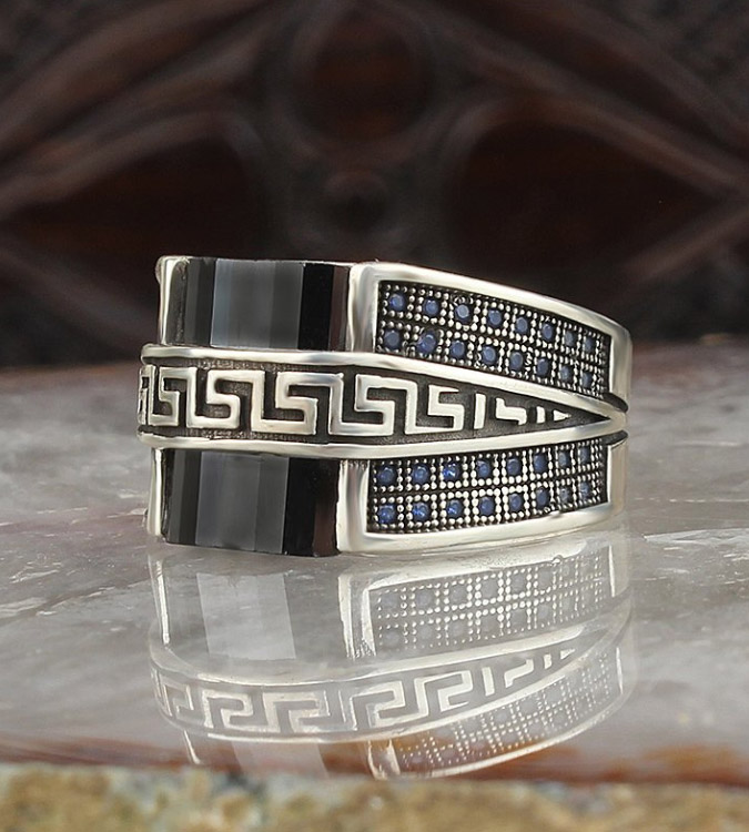 خاتم فضة رجالي عيار 925 مع حجر الزركون