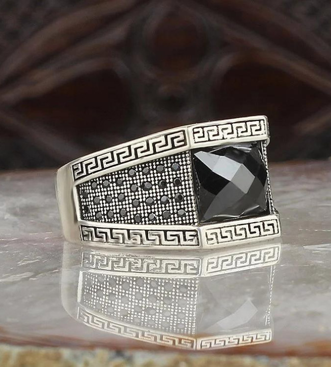 925 Silver Ring for Men with Zircon Stone
